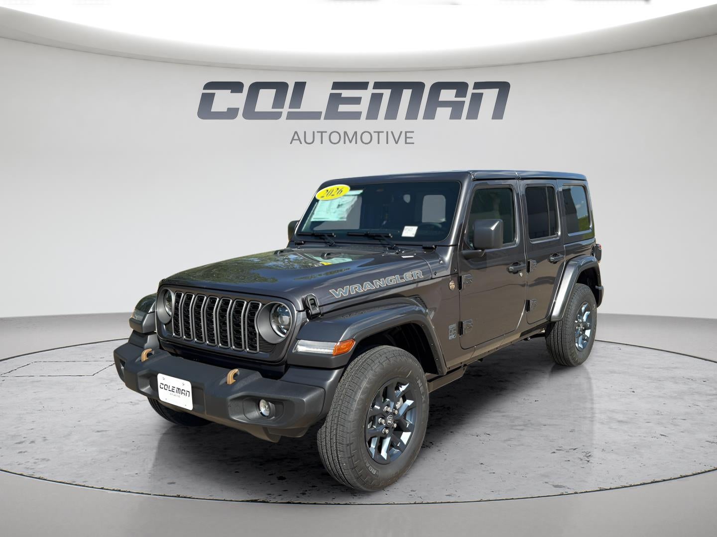 2026 Jeep Wrangler WRANGLER 4-DOOR 85TH ANNIVERSARY EDITION in Granite Crystal Metallic Clear-Coat Exterior Paint — front three-quarter view